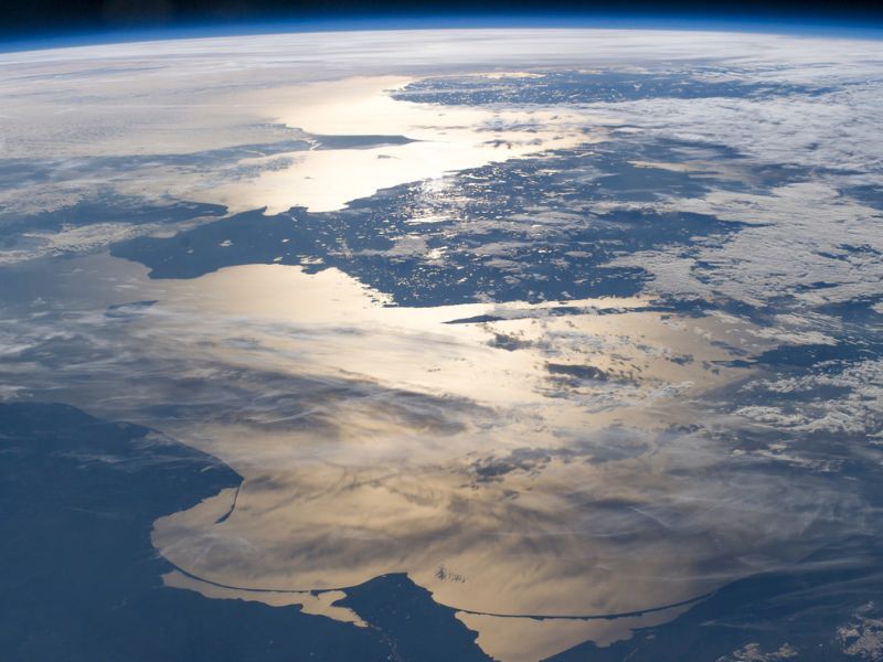 Earth's horizon line from deep space