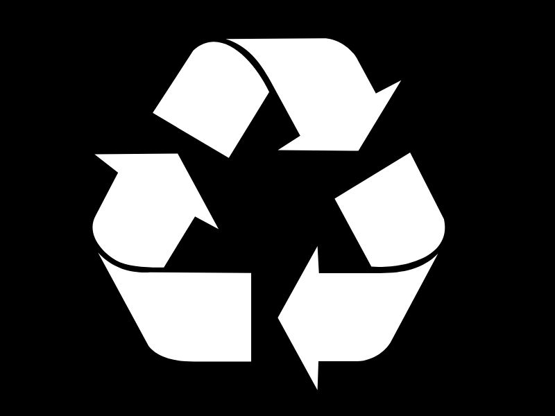 black and white reduce reuse and recycle sign